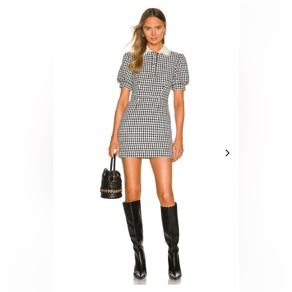 Lovers + Friends Alexandria Houndstooth Black and White Mini Dress